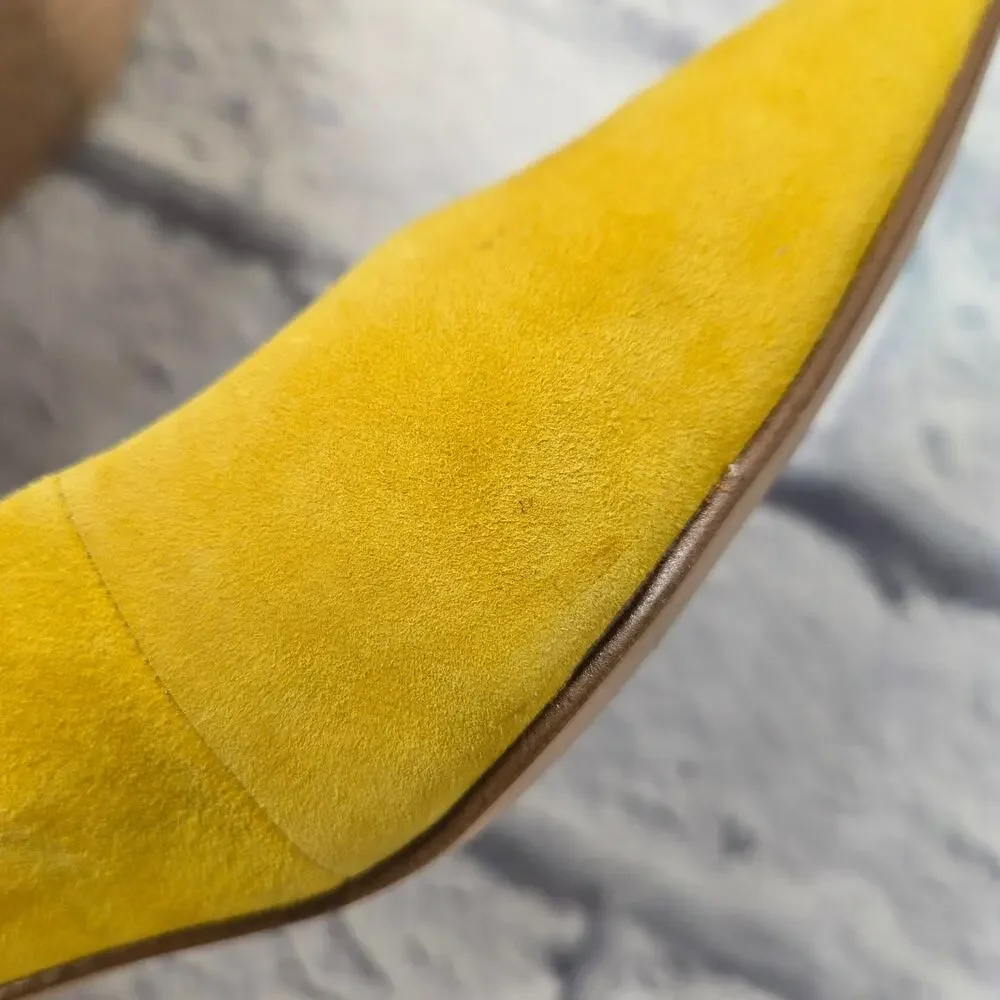 Sole Society Slingback Keilinah Pumps Mustard Suede Covered Heel size 8.5M - Picture 13 of 14